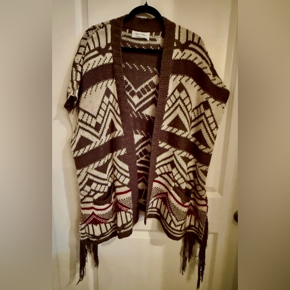 Grace & Lace Women Open Cardigan Vest Sweater Geometric Patterned | One Size